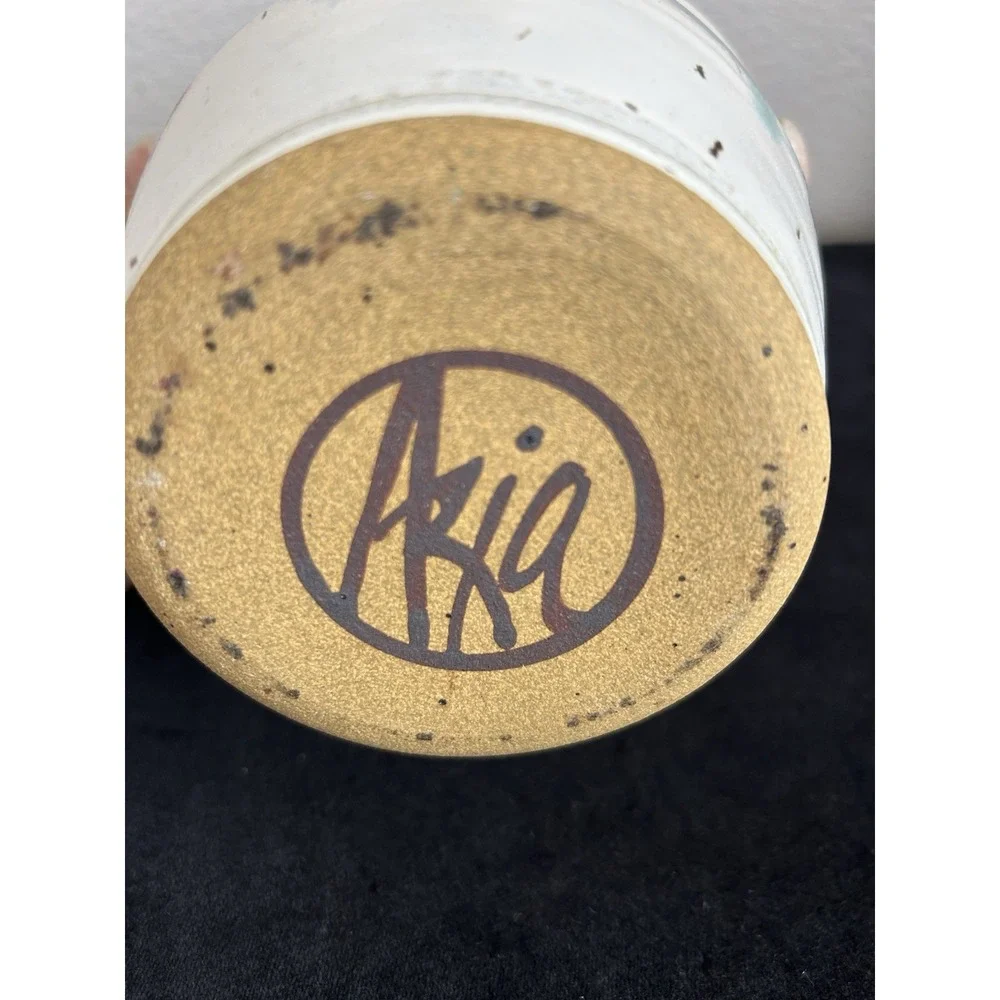 ARIA Signed Studio Pottery Basket Twist‎ Handle Roswell New Mexico